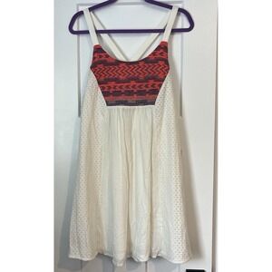 Ivory‎ Sundress Womens Small Lined Aztec Stitch Back Tie Boho Hippie Doe & Rae